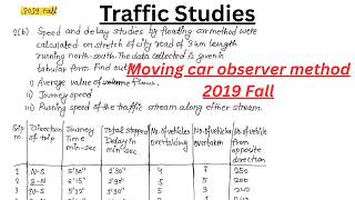 Moving car observer method | Speed Study | Type 3 |Traffic Engineering|Transportation Engineering II