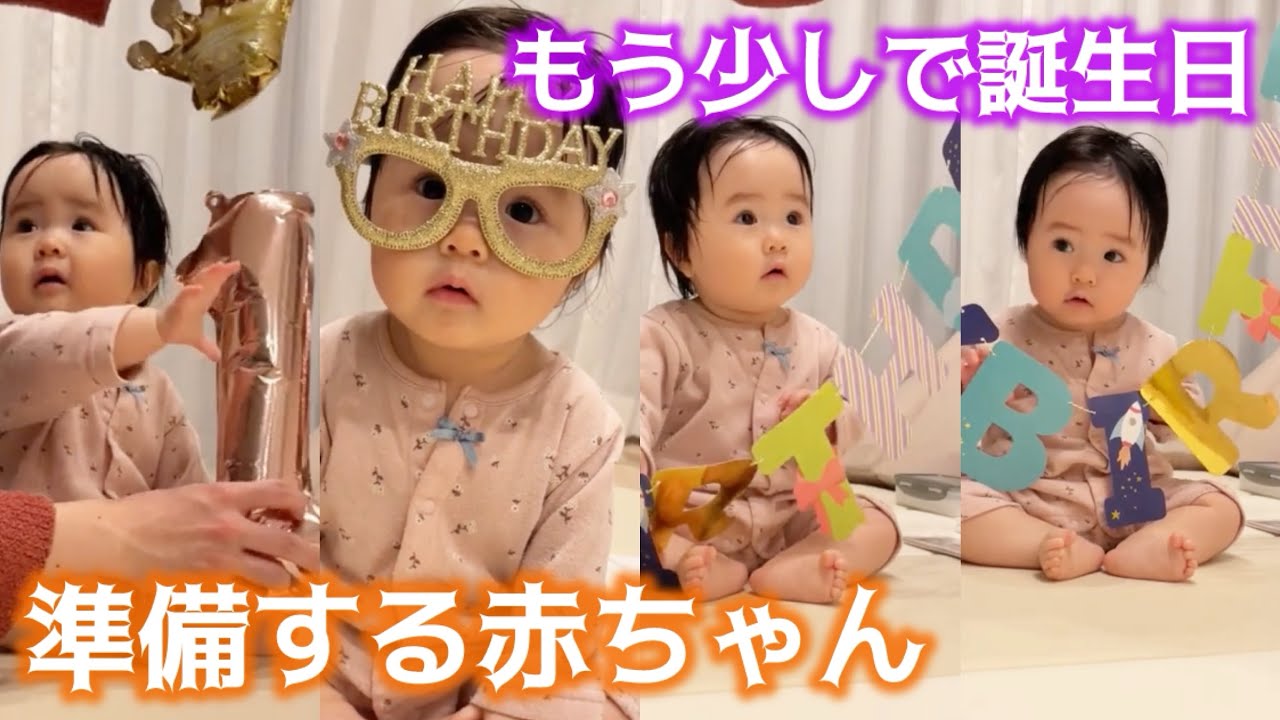 11 months old] 👶Baby is preparing decorations for his birthday