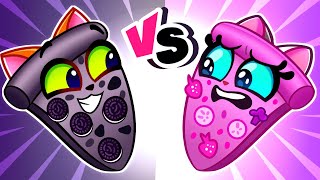 💗 Pink vs Black Pizza 🖤|| Yummy Kids Cartoons and Nursery Rhymes by Purr-Purr Tails 🐾
