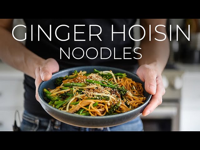 QUICK Ginger Hoisin Udon Noodles Recipe | Easy vegetarian dinner idea! class=