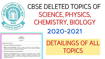CBSE Deleted Topics Of Science| Physics| Chemistry| Biology| Detailings Of All Topics| 2020-2021|