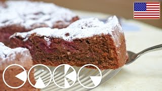 This light chocolate cake can be prepared easy and fast. it is
refinded with (canned) cherries. i recommend to serve the whipped
cream. hope...