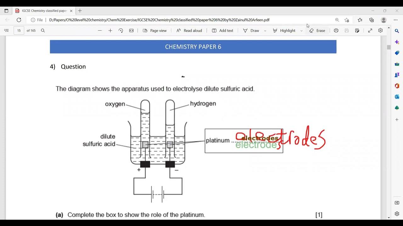 Electrochemistry Question 4 Alternate to practicals IGCSE Chemistry