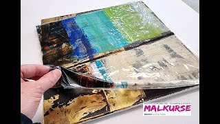 How do I paint an abstract picture, acrylic painting with gold  get to know new painting techniques
