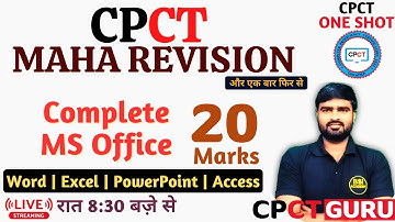 CPCT Maha Revision - MS Office (Word & Excel) | CPCT 1 Shot - Concepts + PYQs | CPCT 2024