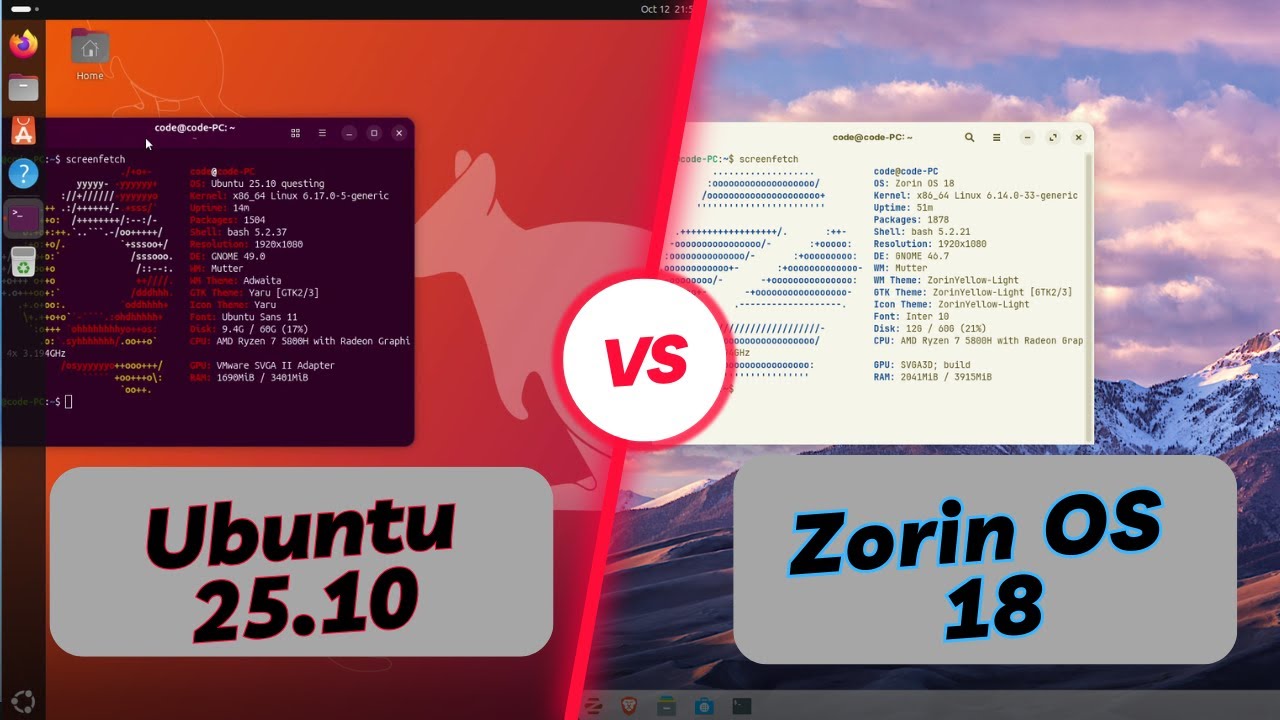 Ubuntu 25.10 vs Zorin OS 18 | RAM Consumption - YouTube