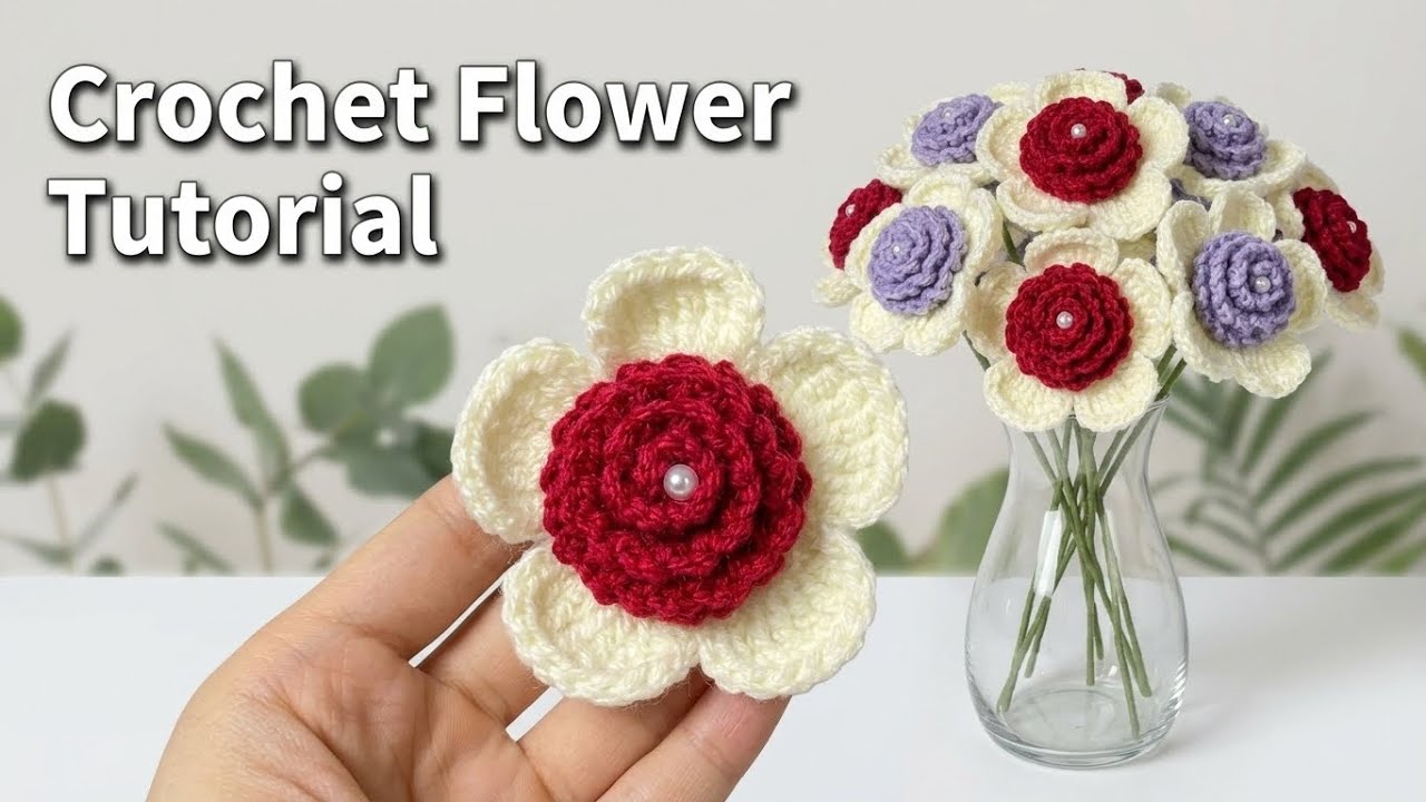 やっちゃん　❀ダブル八角フトマニ図flower❀チャクラ❀ Learn how to make a soft and easy crochet flower for beginners