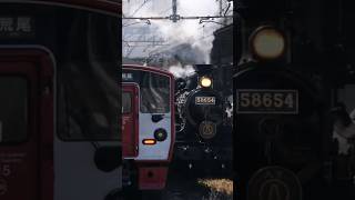 【8620型蒸気機関車】JR九州「SL人吉」普通電車と交換！2.25撮影 JR Kyushu steam locomotive class 8620 arrive/depart Omuta sta.