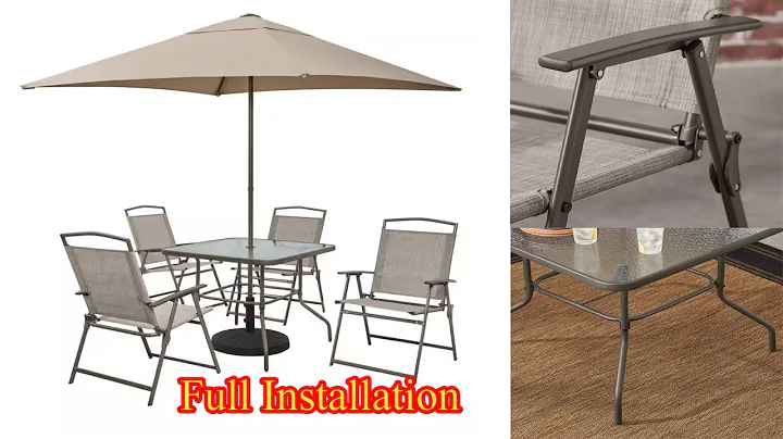 StyleWell Amberview 6-Piece Steel Square Outdoor Dining Set in Brown with Umbrella  #patiofurniture