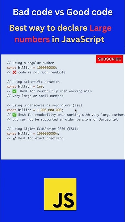 Better practices of creating large numbers in JavaScript | #shorts # ...