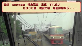 西鉄電車【特急 高速すれ違い】8000型現役の頃　2014年