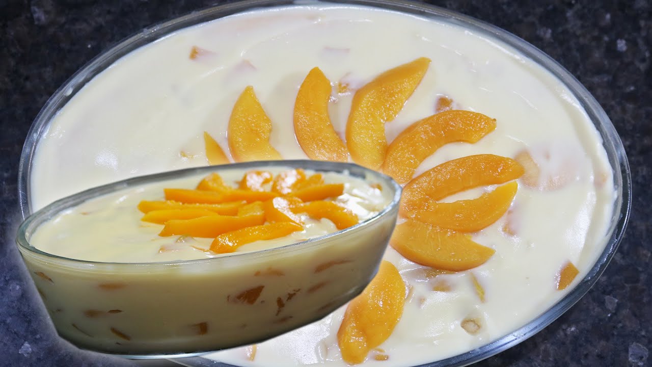 PESSEGO COM CHAMPANHE! PAVE de PESSEGO com BISCOITO CHAMPANHE