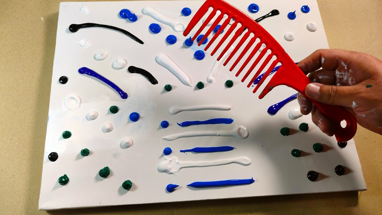 Comb Painting Technique / Acrylic Painting / Walking in the Rain🎨