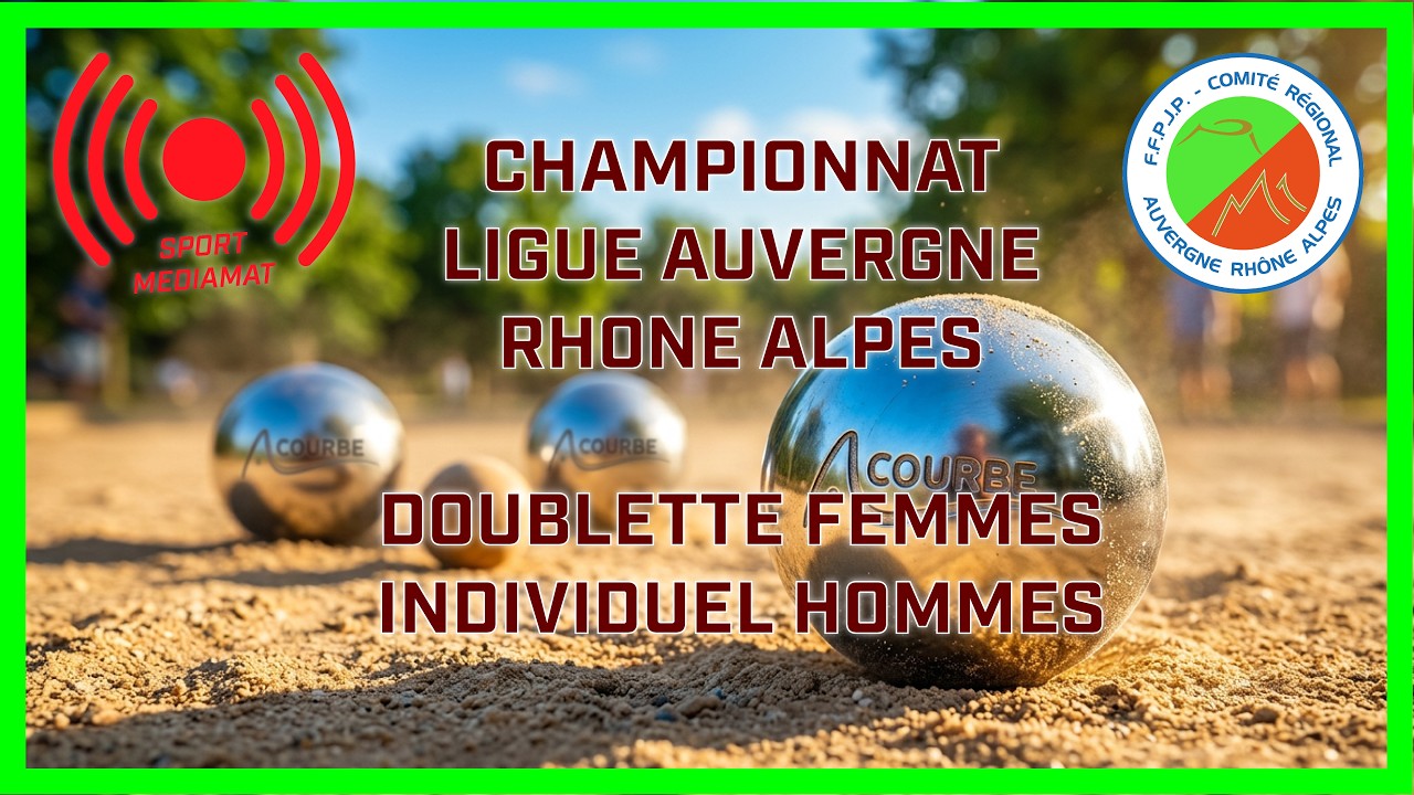 Miniature : 🟢 PÉTANQUE EN DIRECT | Ligue AURA - Individuel Hommes & Doublette Femmes (Lundi Matin)