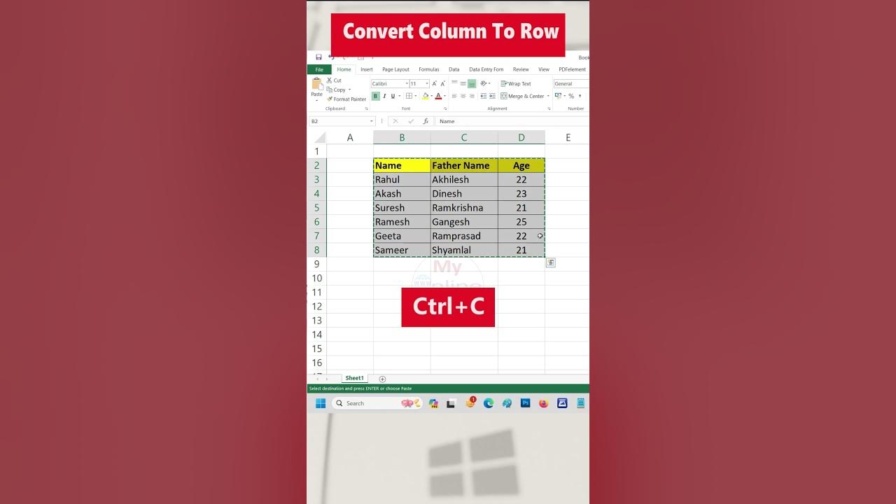 Ms excel tricks convert column to row in excel exceltipsandtricks 