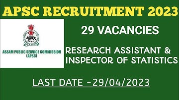 APSC recruitment 2023‎ll Apsc research assistant ll statistical inspector  @Deepshikha learning