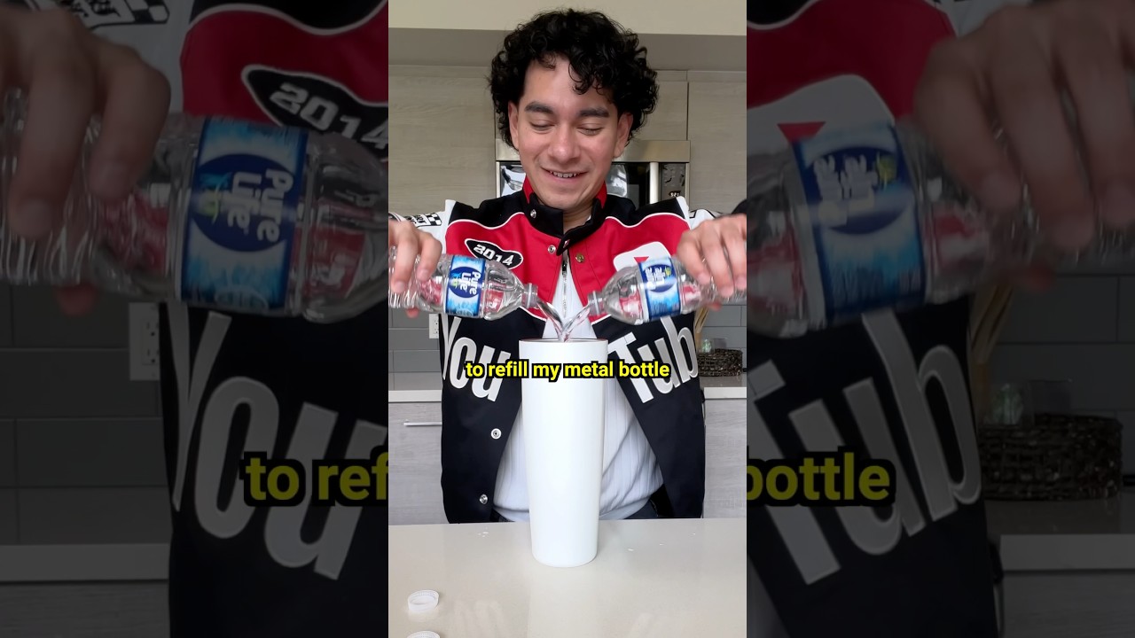 Refilling a metal bottle with plastic bottles be like…