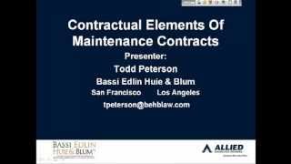 Contractual Elements of Maintenance Contracts