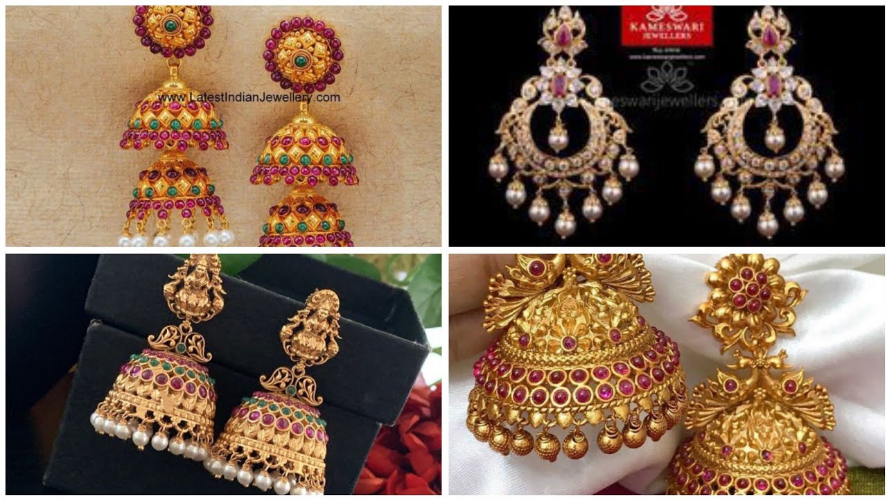 Sparkling Fashion: Gold Jhumka Earring designs latest 2019/ Gold buttalu | Gold  earrings designs, Gold jewellery design necklaces, Jewelry design earrings
