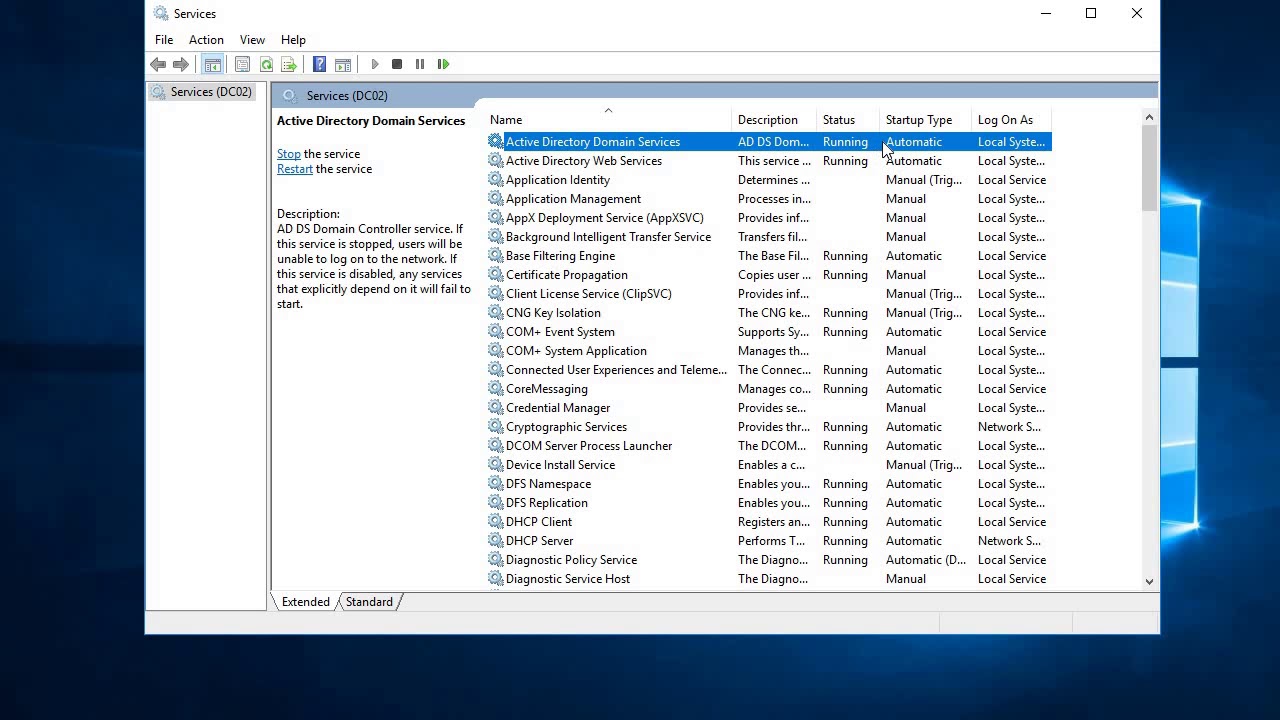 active directory domain services is currently unavailable windows 10