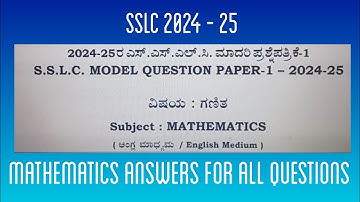 SSLC MODEL QUESTION PAPER 1 - 2025 - (WITH ANSWERS) - MATHEMATICS