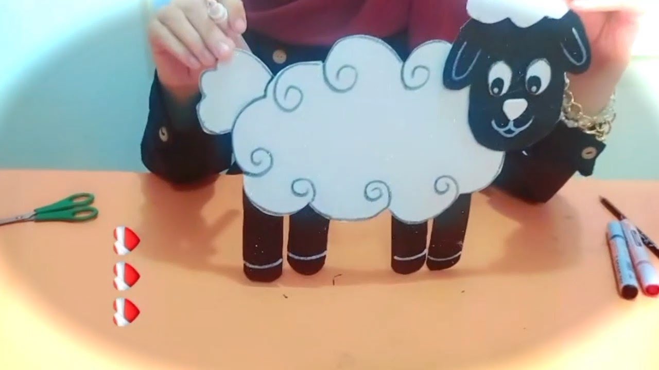 من ورقتين فوم عملنا نشاط حرف الـ خ ( خروف )