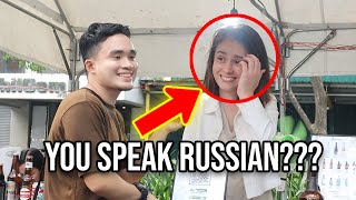 Belarusian girl's Reaction when Filipino guy talked in Russian