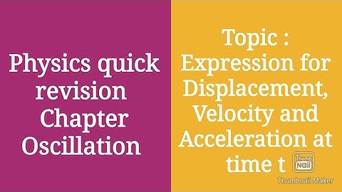 Expression for displacement, Velocity and acceleration at time t