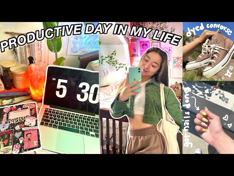 PRODUCTIVE DAY IN MY LIFE! | getting my life together, dying my converse, & waking up at 5am!