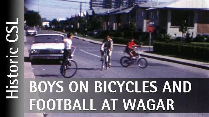 Boys on bicyles and football at Wagar // 1967 // C...