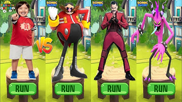 Tag with Ryan vs Sonic Dash - Ryan Kaji vs All Bosses Zazz Eggaman Robotnik Mod - All 66 Characters