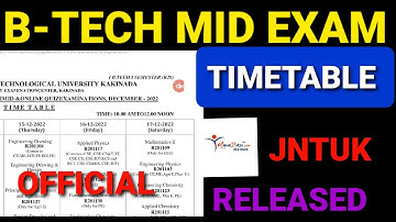 JNTU Kakinada | JNTUK 2022 -2023 MID EXAM TIMETABLE