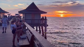 Sunset on Naples Pier -- 4K Walking Tour in Naples, Florida