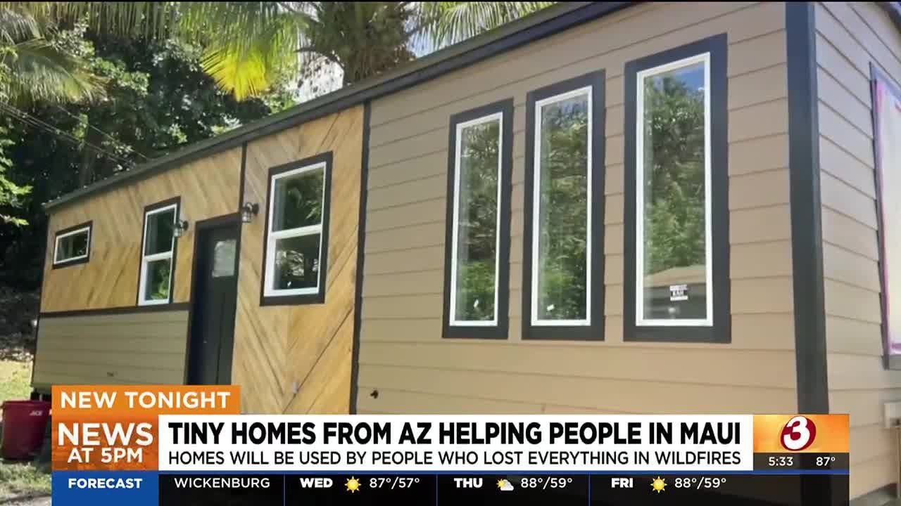 Goodyear company delivers tiny homes to Maui wildfire victims - YouTube
