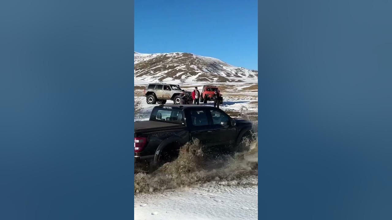 F150 Raptor crossing river with ice - YouTube