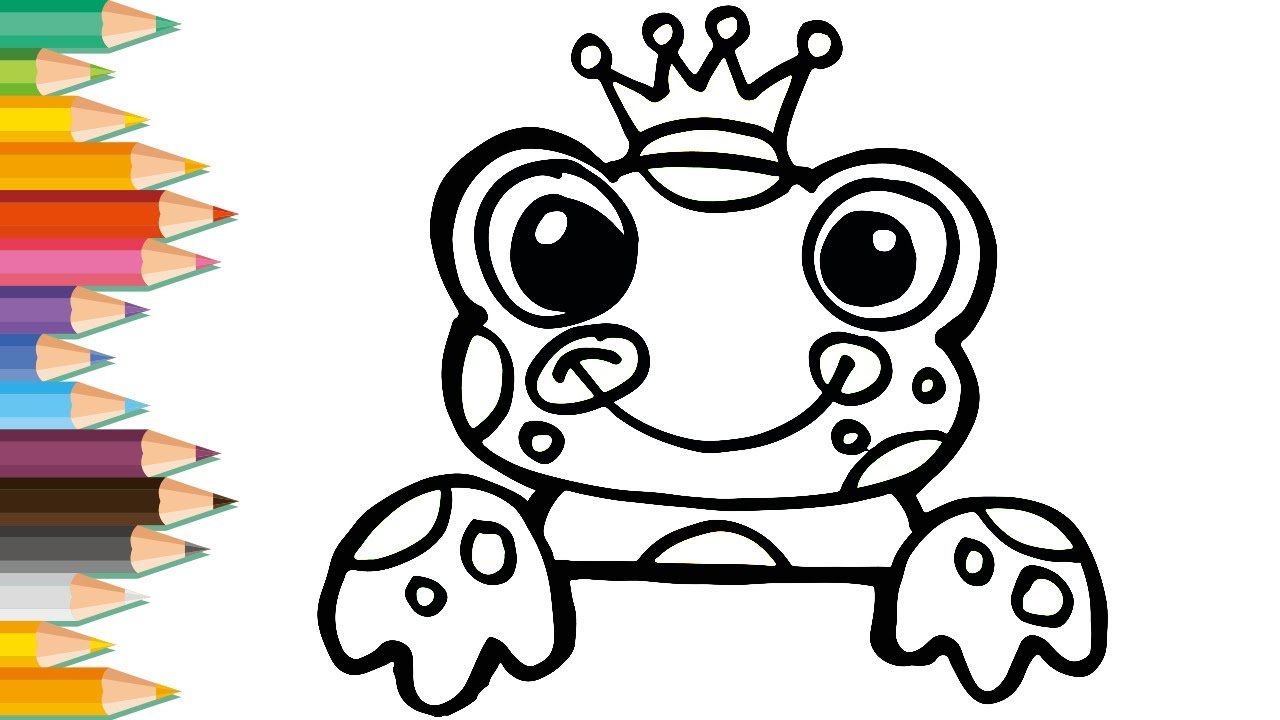 Drawing And Coloring A Cute Frog Prince Super Easy Lovely Kids Youtube