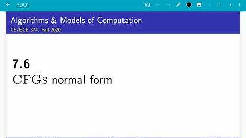 UIUC CS 374 FA 20: 7.6. CFGs normal form