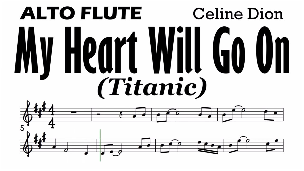 My Heart Will Go On ALTO FLUTE Sheet Music Backing Track Play