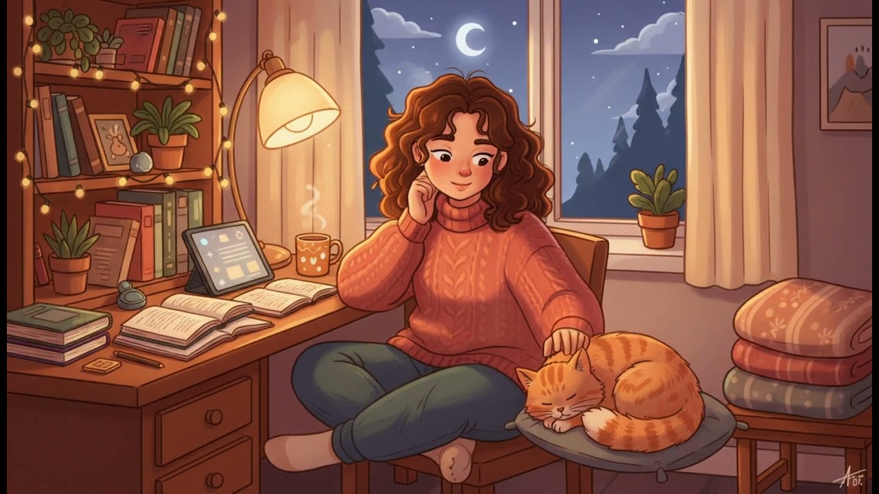 Study with me - Girl with her flying cat - Lo-fi Chill Hip Hop