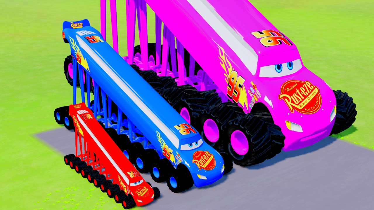 Big & Small McQueen Multi Wheels VS Train | BeamNG.drive