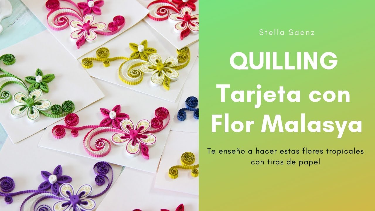 Quilling Filigrana de Papel Tarjetas con Flores Malasyan