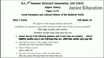 B.A. 2nd Semester Honours History CC-IV question paper 2022 || History Burdwan University Question
