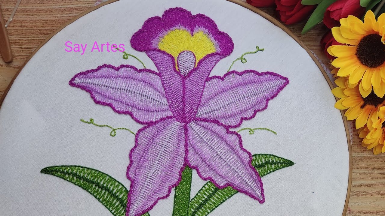 #184 Bordando orquídea, puntada para flores | Say Artes