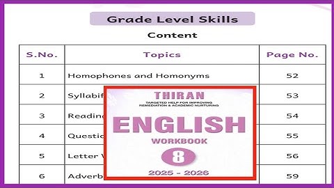 Thiran, Class- 8, Grade Level, English workbook answers 