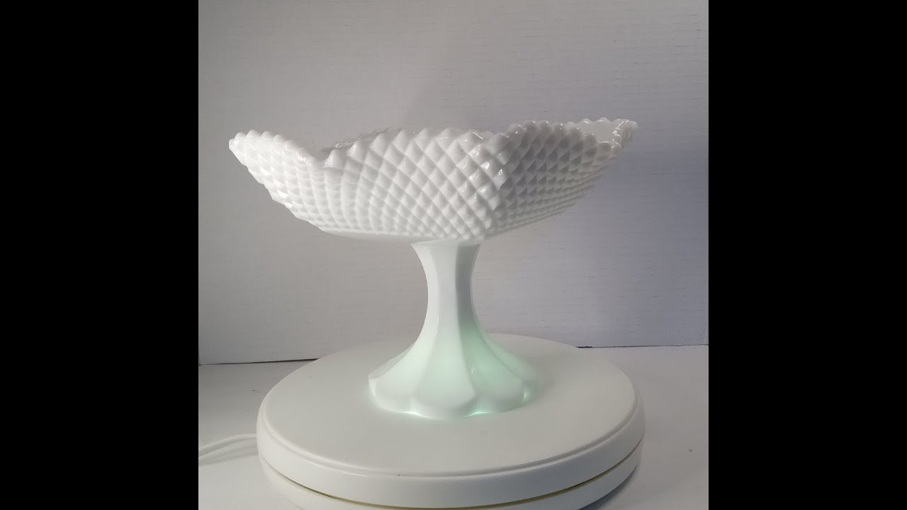 Vintage Fenton Milk Glass Diamond Cut Flared Pedestal Bowl Centerpiece
