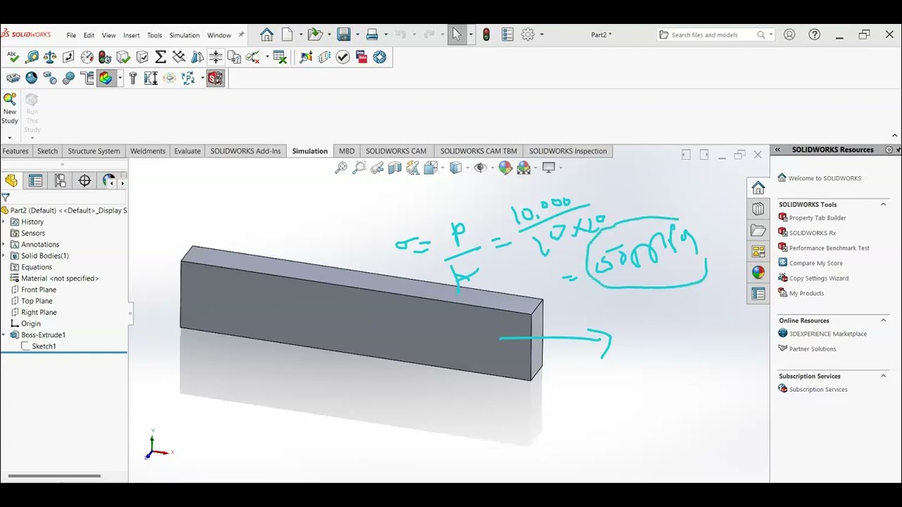 Simple Stress Analysis in Solidwork Simulation