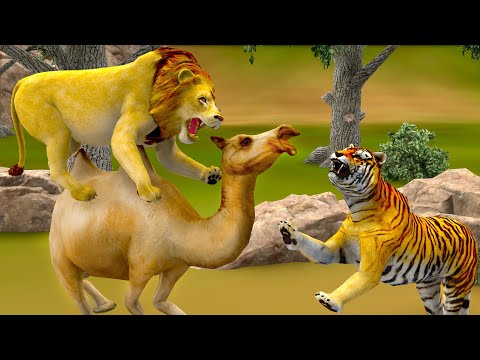 जंगली शेर और ऊंट Jungle Sher | Lion King Kahani - Panchatantra Moral Stories - 3D Hindi Fairy Tales