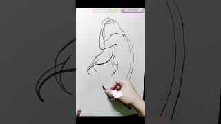 How to draw a squatting woman with line art