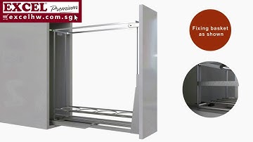 E038S-SUS304 EXCEL Rufino 2 Tier Multipurpose Slimline Slabs Pull Out Basket Installation Guide