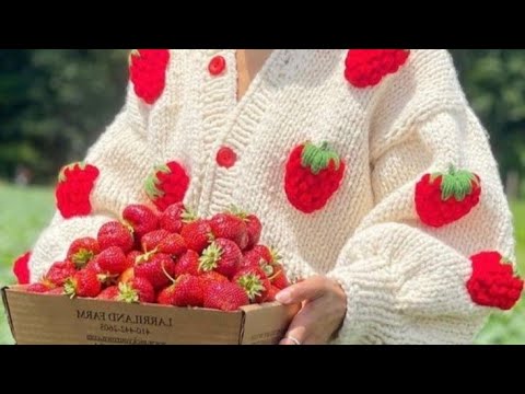 الفراولة المنتفخة للكارديجان بالكروشي How To Crochet Strawberry